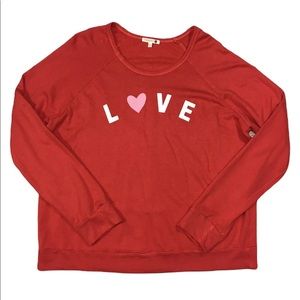 Anthropologie Sundry Red Love Graphic Sweatshirt Heart Long Sleeve Top Size 3 (L